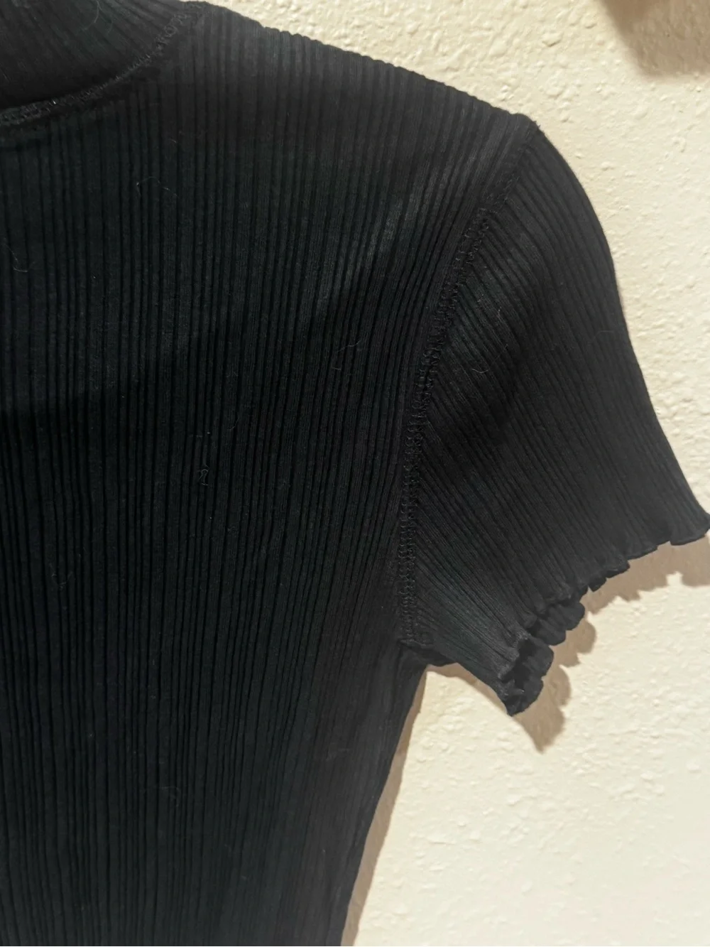 Black Ribbed Mock Neck Women's Top